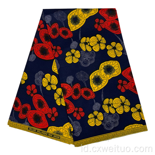 Kain Afrika Lilin Polyester Cetak 100% Berkual Tinggi